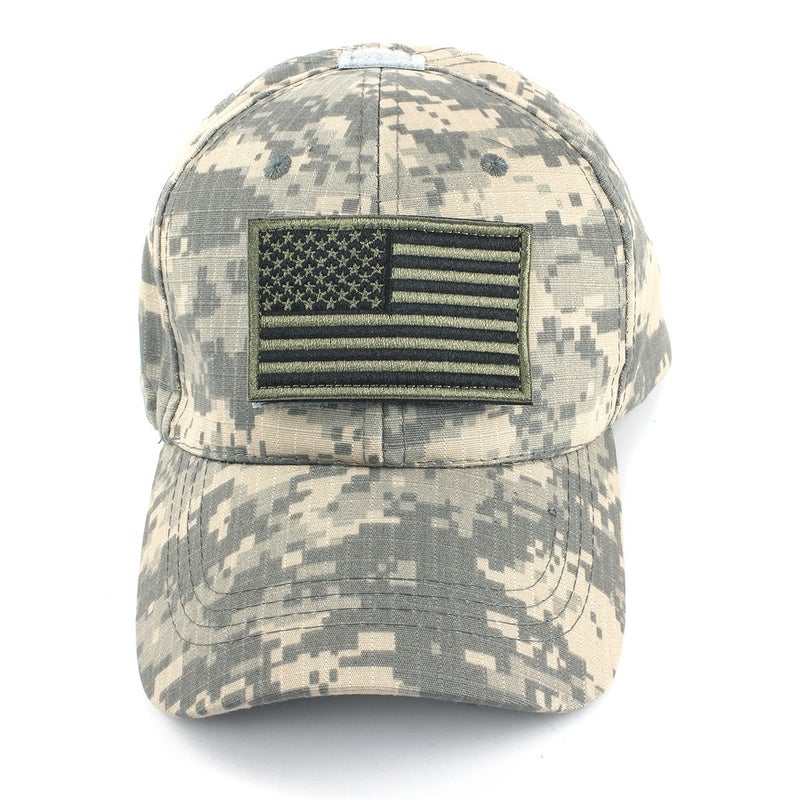 GES قبعة جي إي إس التكتيكية للرجال مع 2 قطعة من الباتشات العسكرية، قبعة المشغل مع علم الولايات المتحدة - Image 2